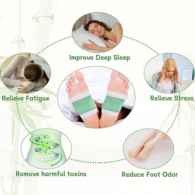 48 Packs Bamboo Vinegar Foot Pads to Feel Better, Relieve Stress & Sleep Better, Suitable for Home or Travel Use