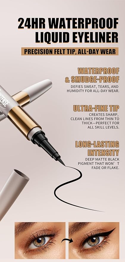 DUDUDU Waterproof Mascara and Eyeliner Set, 2-in-1 Black Volumizing and Lengthening Mascara for Lash Extension, Ideal Mascara for Older Women, 24HR Long Lasting Smudge-Proof Eye Makeup Kit
