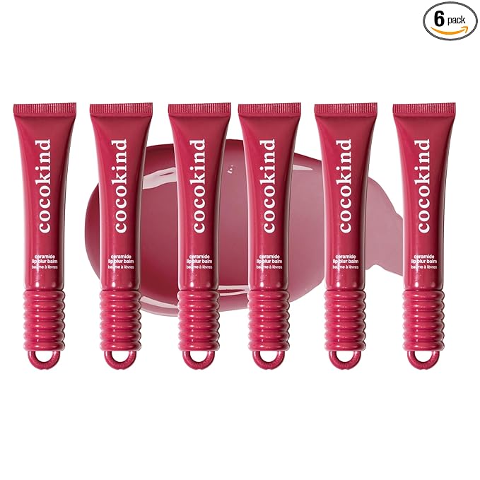 Cocokind Ceramide Lip Blur Balm, Be Bold - Burgundy Hydrating Lip Balm with Ceramides & Peptides, Made for Sensitive Skin & Lips, Unflavored & Fragrance-Free - 6 pack