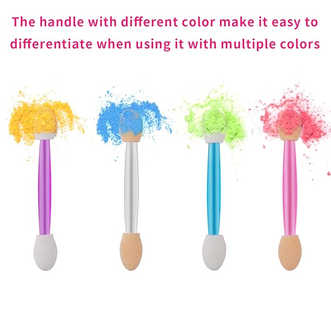 Cuttte 120PCS Disposable Dual Sides Eye Shadow Sponge Applicators with Container, 4 Colors Eyeshadow Brushes Makeup Applicator