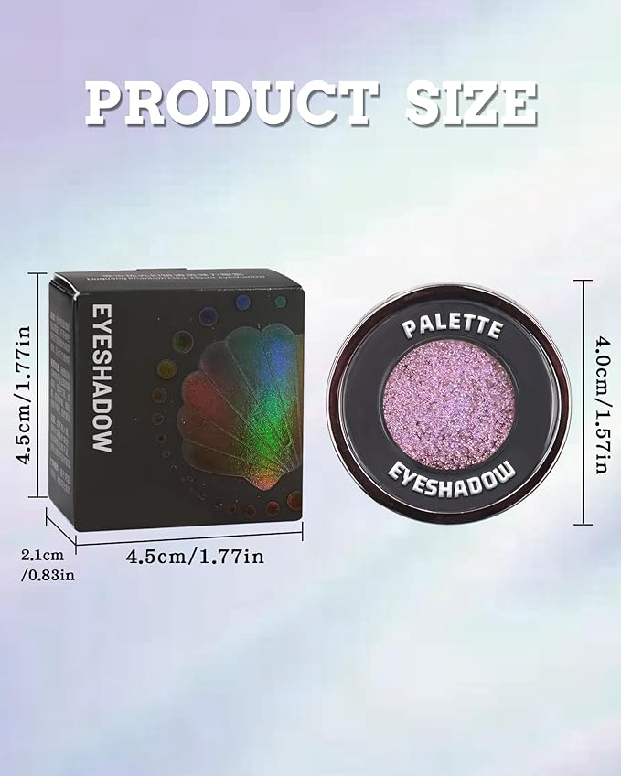 Chameleon Duochrome Glitter Eyeshadow Palette, Holographic Shimmer Single Eye Shadow Palettes, Color Shift Sparkle Iridescent, Multichrome Metallic Eye Brightener Highlighter Makeup-04 Smoky Grape