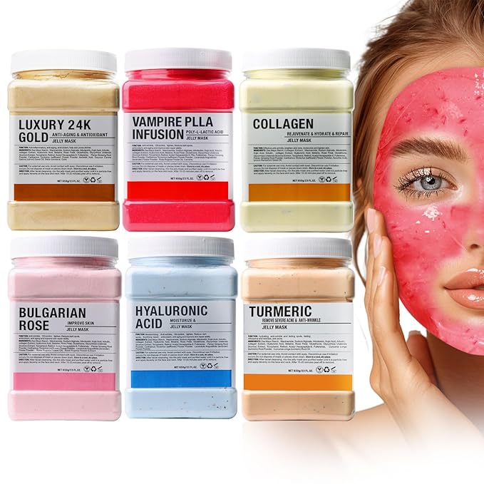 Collagen Jelly Mask – Jelly Mask for Facials & Vajacial, Mascarilla Hidroplástica Facial,Esthetician Supplies for All Skin Types (6 Packs)