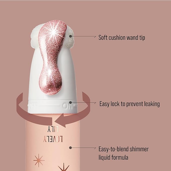 Kiss New York Professional Pearl Liquid Highlighter Beauty Wand, Radiant Glow for Cheek Eye & Lip, Non-Greasy Hydration Lightweight with Sponge-Tip Applicator (Lovely Lily)