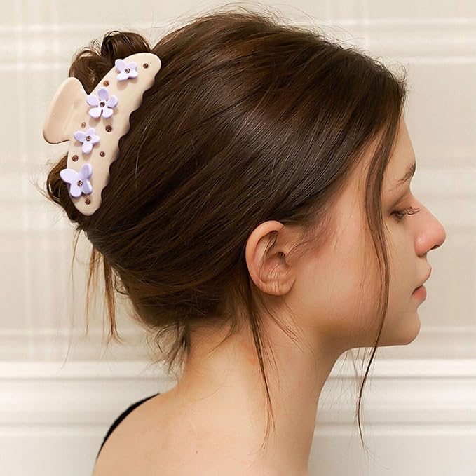 HAIMEIKANG 2 PCs Acrylic Bow Hair Claw Clips for Women - Cute Banana Non-Slip Strong Hold Barrettes Y2K Hair Clips for Thick Thin Hair