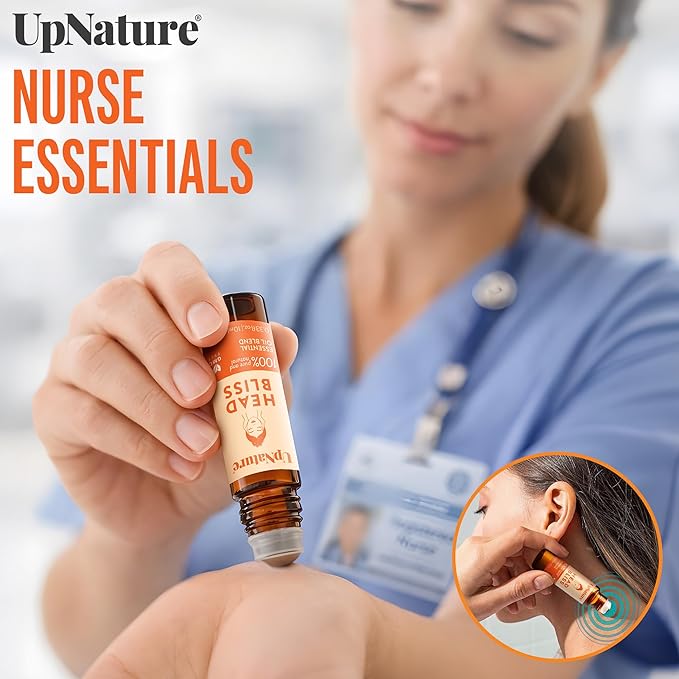 UpNature Head Bliss Essential Oil Roll On Stick - Soothing Migraine Comfort Aromatherapy with Instant Cooling Effect - Nurse Essentials Gifts Roller