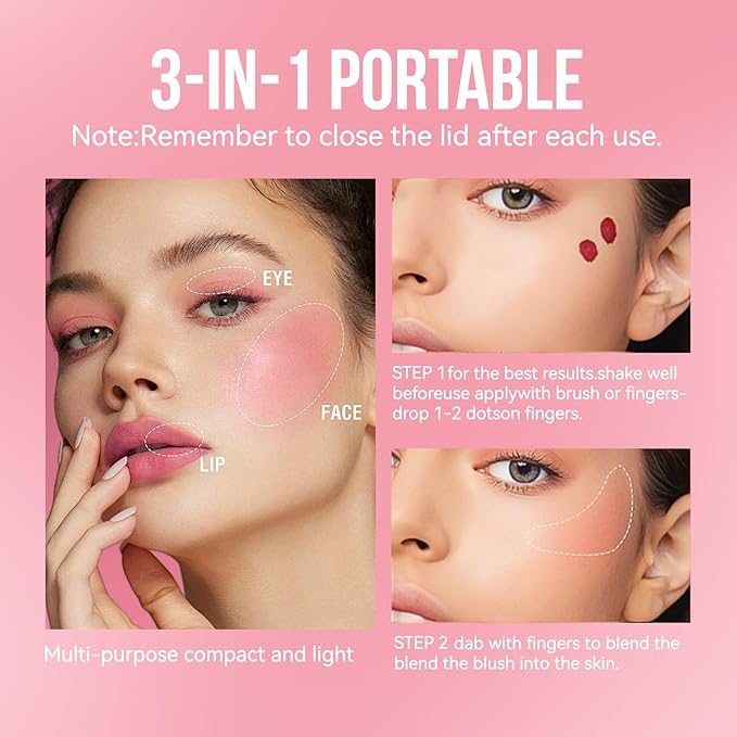 Liquid Blush for Cheeks,Matte Nude Makeup Blusher Cream, Face Tint for a Natural Flush,Lasting, Lightweight, All-day Moisturizing and Smooth, Self-Contained Brush