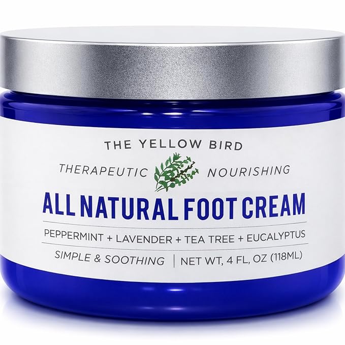 All Natural Foot Cream for Cracked Heels & Dry Feet – USA Made Organic Foot Balm for Callus Softening – Hydrating Foot Care Moisturizer with Peppermint, Tea Tree, Lavender & Eucalyptus