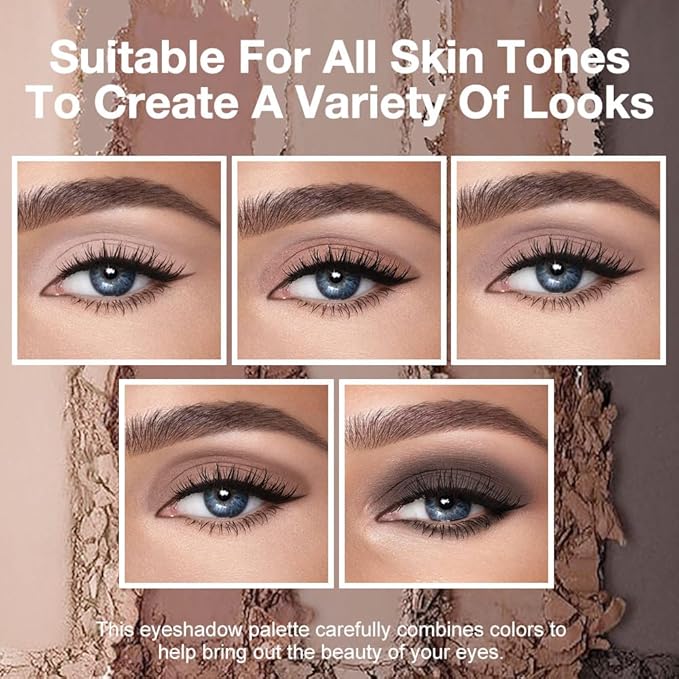 Matte Eyeshadow Palette, Cool Taupe Grey Brown Eye Shadow, Ash Brown Charcoal Eyeshadow, Soft Blendable Smokey Makeup, Long Lasting Waterproof Eyeshadow for Daily Office Smokey Look, Sombra de Ojos 06
