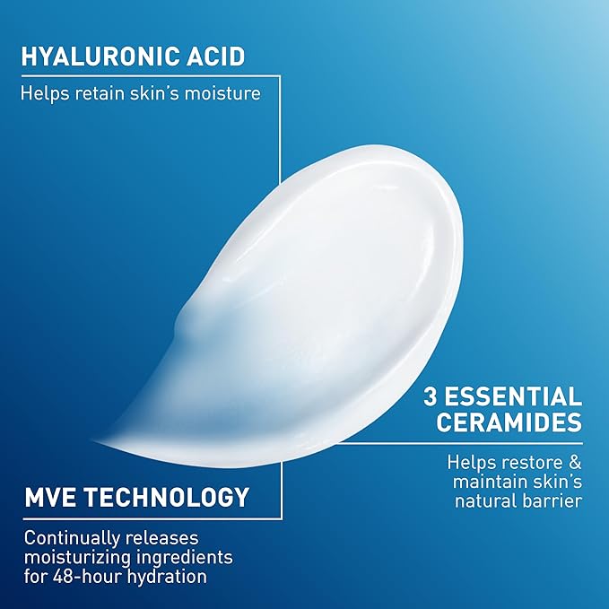 CeraVe Moisturizing Cream, Body and Face Moisturizer for Dry Skin, Body Cream with Hyaluronic Acid and Ceramides, Daily Moisturizer, Oil-Free, Fragrance Free, Non-Comedogenic, 19 Ounce