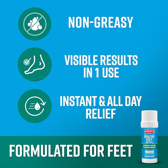 O'Keeffe's for Healthy Feet Intensive Healing Balm; Guaranteed Relief for Extremely Dry; Cracked Feet; Heel Balm that Instantly Fills Dry; Cracked Heels; 2.2oz Balm Stick; (Pack of 1)