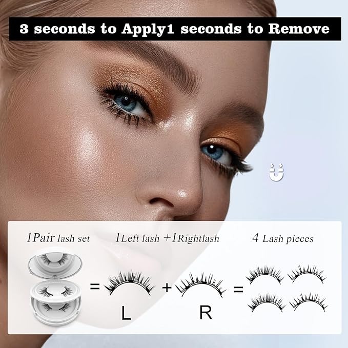 Meylora Magnetic Lashes,2026 New Magnetic Eyelashes with Applicator Natural Look,No Glue Needed Reusable Eyelashes Kit for Women(02+03+06)