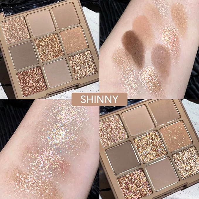 CAKAILA Eye Shadow Palette Makeup,9 Colors Gold Matte Shimmer Vegan Eyeshadow,Long Lasting Waterproof Naturing-Looking make up pallets for women,eyeshadow palette for brown blue eyes