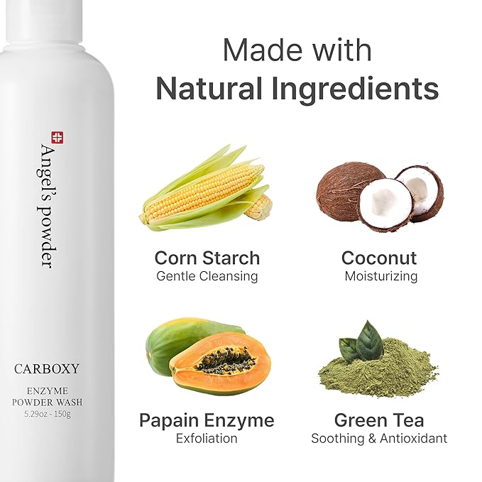 Angel’s Powder Enzyme Powder Cleanser for Face – Gentle Exfoliating Facial Wash for Sensitive Skin, Korean Skincare, pH 5.5, 5.29 oz