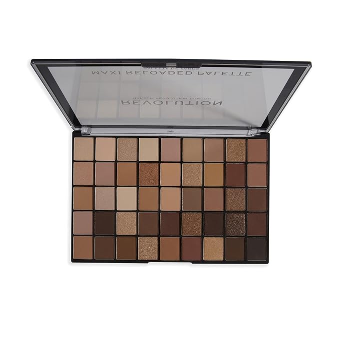 Revolution, Maxi Reloaded Eyeshadow Palette, Includes 45 Shades in Matte & Shimmer Finishes, Richly Pigmented, Ultimate Nudes, 45 X 0.04 Oz.