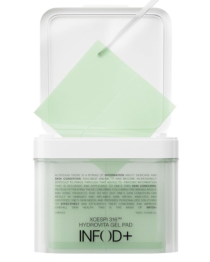 INFODPLUS Vitamin Hydrogel Toner Pads for Face, Pore Minimizing, Dark Spots, Oil Control, Calming, Hydrating with Ceramide and Exosome, Daily Exfoliating for Sensitive Skin, Korean Skincare 70 Counts