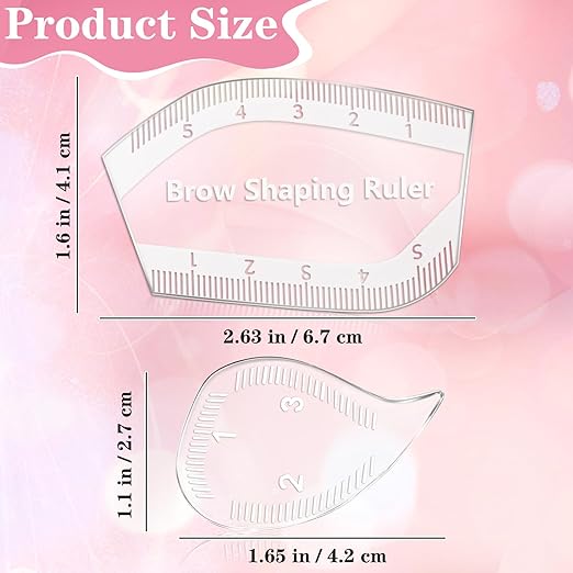 2 Pcs Brow Mapping Ruler, Arch Eyebrow Eyeline Ruler, Fast Drawing Design Brow Easy Tool - Eyebrow Stencils for Microblading Permanent Makeup, Arch Mapping Tool for Women