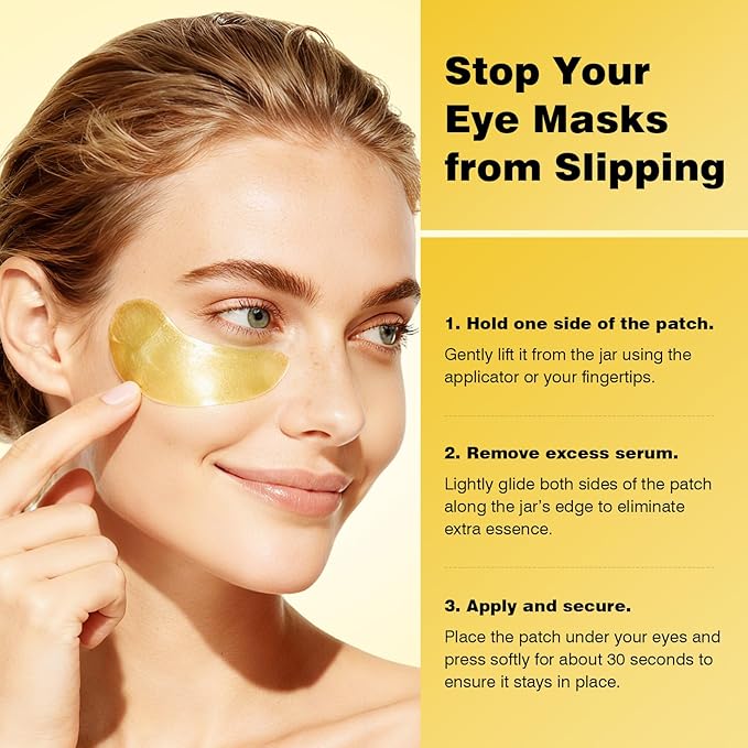 Juland Under Eye Patches 60PCS, 24K Gold Collagen Eye Mask for Puffy Eyes, Hydrating Eye Pads with Hyaluronic Acid, Vitamin C & Castor Oil, Anti-Aging Under Eye Treatment to Smooth Fine Lines, 2Pack