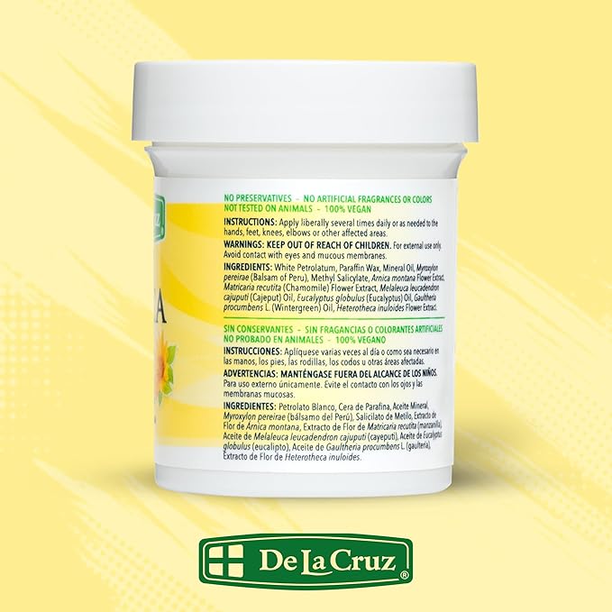 De La Cruz Arnica Salve Foot Care Cream for Dry Cracked Heels & Feet, Skin Care, Hand Salve, 24 Hour Moisture Balm - 2 OZ (6 Pack)