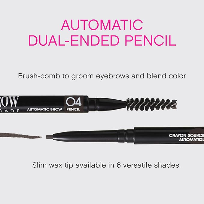 Vivienne Sabó Brow Arcade Eyebrow Pencil – Fine Tip Pen with Spoolie Brush, Smudge-Proof Color for Cool-Toned Hair, Longwear Definition for Sparse Arches, Shade 04 Dark Grey, 0.035 oz