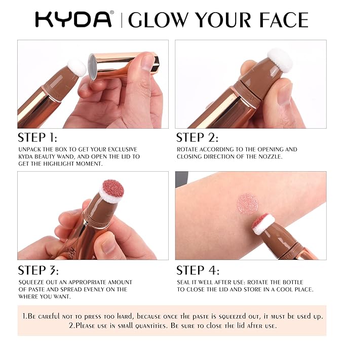 KYDA Blush Beauty Wand, Shimmer Face Blush with Cushion Applicator, Natural Pearl Finish, Silky Smooth Creamy Formula, Lightweight Blendable Blush Rouge Stick-Mauve