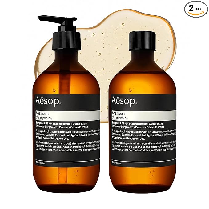 Aesop Shampoo + Refill | Soften Hair, Restore Shine | Bergamot Rind, Frankincense, Cedar Atlas | 16.9 oz / 500 mL (Pack of 2)