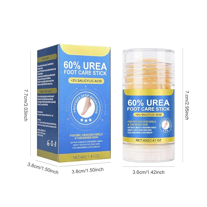 Urea Cream 60% with Salicylic Acid 2% Foot Care Stick, Deeply Moisturizing and Hydrating Foot and Hand Balm, Gentle Exfoliation Anti-Cracking Foot Cream