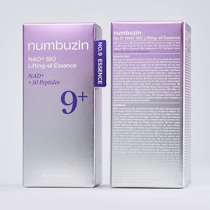 numbuzin No.9 NAD+ Peptide Lifting Serum for Face and Body, Firming & Wrinkles, 50 Peptide Essence for Sagging Skin, Fine Lines & Elasticity, Hydrating & Tightening Formula,1.01 Fl Oz