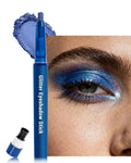 Blue Glitter Eyeshadow & Eyeliner Stick 2 in 1, Metallic Shimmer Eyeshadow Stick, Twist-Up Built in a Sharpener Eyeliner Pen, Waterproof Creamy Eye liner Makeup for Women Christmas-09 Blue
