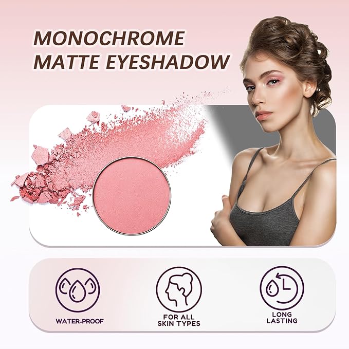 Refillable Eyeshadow Palette - Matte/Glitter/Duo-Chrome Pressed Powder & Cream Formula, Neutral/Shimmer/Smokey Multichrome, Travel-Friendly Iron Pan Refills (Matte, D44)