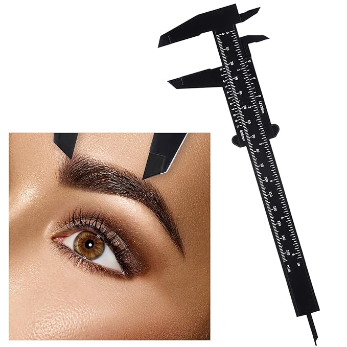 Frienda 5 Pieces Eyebrow Measuring Ruler Brow Mapping Tool Mini Vernier Caliper Double Scale Plastic Sliding Gauge Ruler for Micro Blading Eyebrow Tattoo Brow Artists(Elegant Colors)