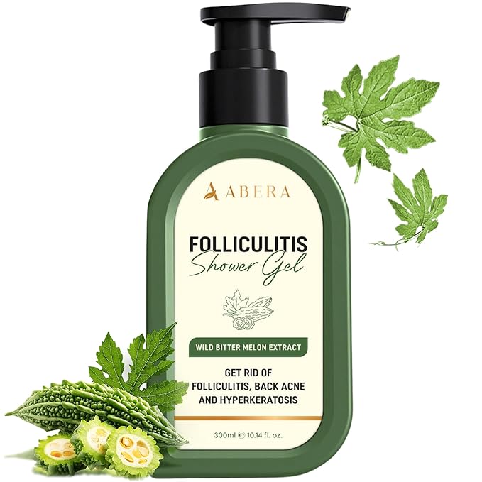 ABERA High-Performance Folliculitis Treatment Body Wash, BHA Shower Gel with Wild Bitter Melon Extract for Back Acne, Strawberry Skin (KP) & Rough Texture, Anti-Fungal Care for Sensitive Skin 10.14 oz
