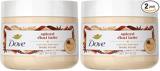 Dove Limited Edition Holiday Treats Body Scrub Spicy Chia Latte for Deep Nourishment 15 oz (Pack of 2)