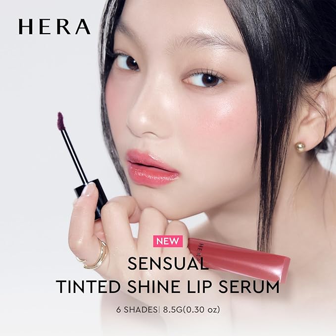 HERA Sensual Tinted Shine Lip Serum #55 PURPLE RUM | Weightless Sleek Shine, Transfer-Resistant Color, 12-Hour Soft Lip Stain Oil, Double Hydration wih Hyaluronic Acid, High-Gloss Finish, 0.30 oz.
