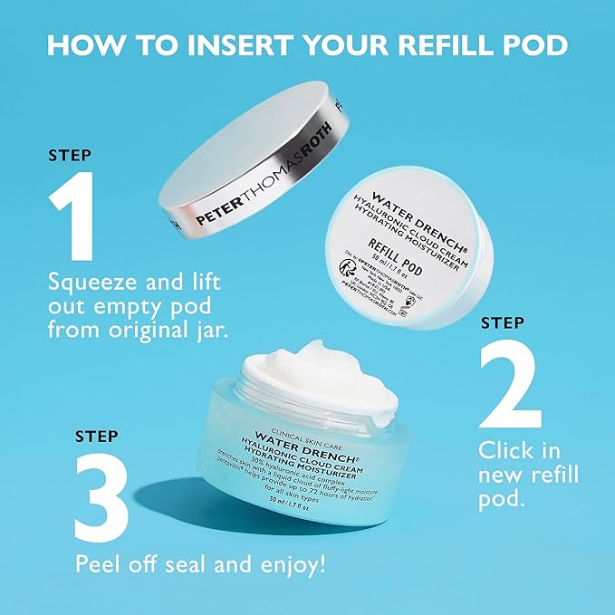 Peter Thomas Roth | Water Drench® Hyaluronic Cloud Cream Hydrating Moisturizer Refill Pod | Hyaluronic Acid Cream For All Skin Types, Line-Smoothing, Fragrance-Free
