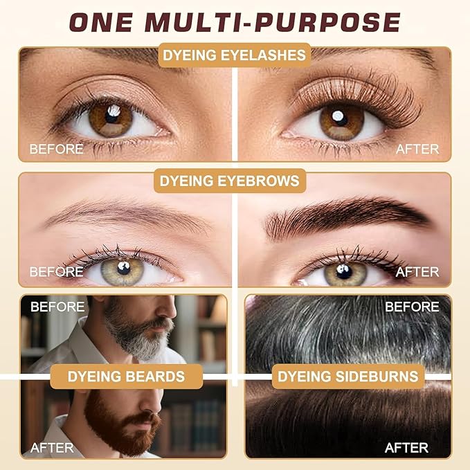 Eyelash & Eyebrow Color Kit, 2 in 1 Professional Lash & Brow Color Kit, Easy to Use with Natural Results, DIY Hair Coloring Eye Lash & Eye Brow Set for Beginner Salon Beauty 7ml (Coffee/Dark Brown)
