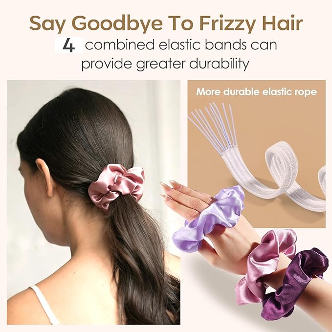 Satin Scrunchies for Women,Silk Hair Ties Fashion Soft Ties and Bands,Elastic Ponytail Holders No Damage Hair Accessories Thick Hair Styling for Girls - 25 Pcs
