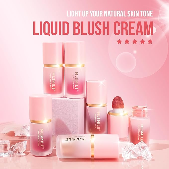 Liquid Blush for Cheeks,Matte Nude Makeup Blusher Cream, Face Tint for a Natural Flush,Lasting, Lightweight, All-day Moisturizing and Smooth, Self-Contained Brush