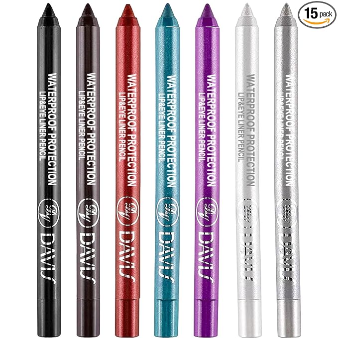LemonSac 7 Colorful Eyeliner Pen Set, Eye Shadow Pencil, Pearl Eyeliner Kit Metallic Glitter Eye liner Pencil for Women Eye&Lip Liner Professional Eye Makeup Set Colorful Eye Color (7PCS A)