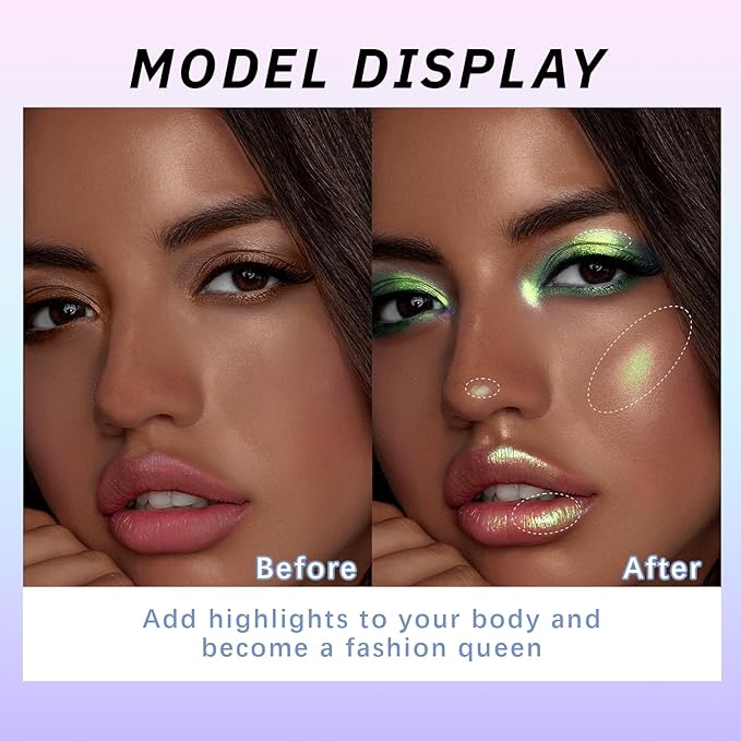 Noerrors Green Gold Holographic Duochrome Glitter Eyeshadow, Multichrome Rich Color Shimmer Metallic Eyeshadow for Blue Green Eyes, Satin Shiny Iridescent Mermaid Eye Makeup Palette Rave Accessories