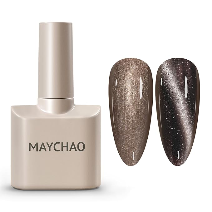 MAYCHAO 15ML Cat Eye Gel Nail Polish 1Pc Black Gel Polish Soak off Holographic Magnetic Nail Polish for Nail Art Manicure Salon DIY at Home, 0.5 OZ