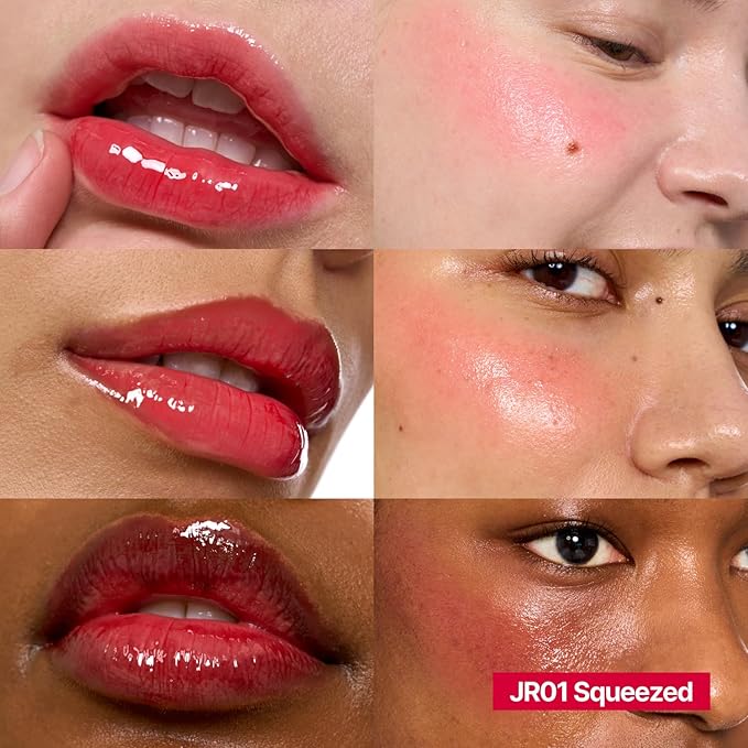 fwee Glowy Jelly Pot | Dewy Jelly Lip & Blush Color, Tinted Glow Balm, Dewy Buildable Finish – Squeezed (Vibrant Red) | 0.14 oz