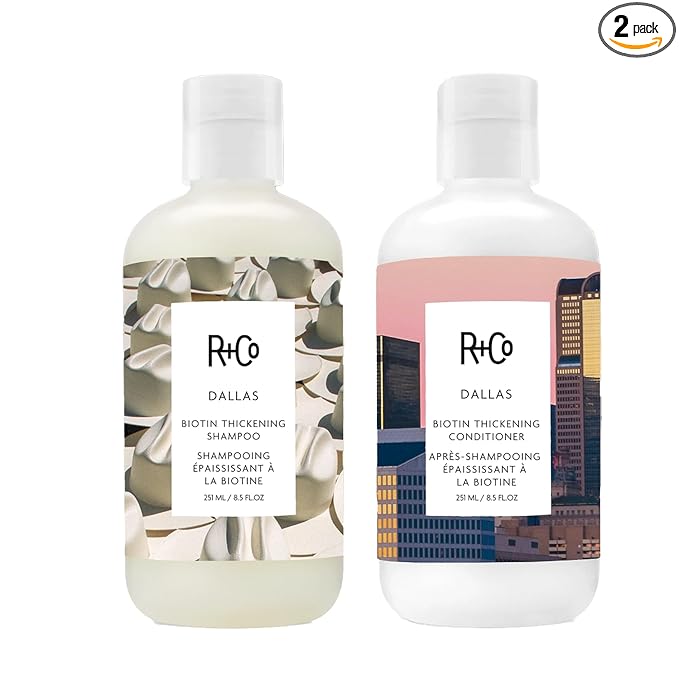 R+Co Dallas Biotin Thickening Shampoo and Conditioner Set– Volumizing Formula for Fine, Thin Hair – Adds Strength, Body & Fullness – Sulfate-Free, Vegan & Cruelty-Free – 8.5 oz 2PK+ Sample