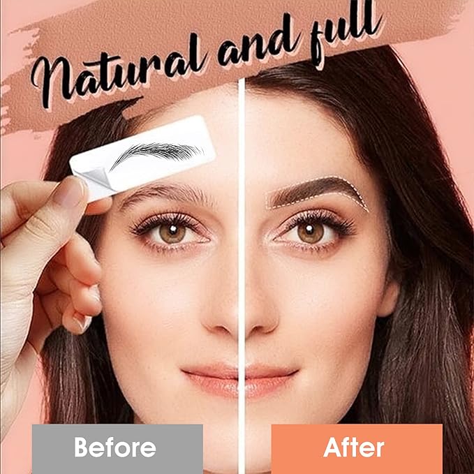 Molain Brow Tattoo Eyebrow Peel Off Temporary Tint Waterproof 4d Realistic Sticker Angled Stencil Removal Practice Drawing Color Sheets Patches Women Girls Makeup(6 PCS Black)