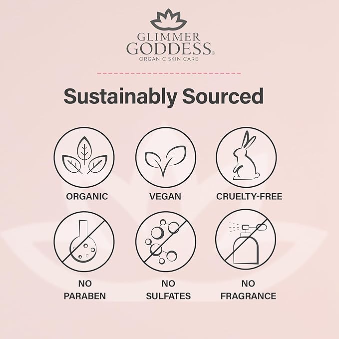 Glimmer Goddess Shimmer Body Butter with Organic Whipped Shea Butter for Hydration, Moisturizing & Silky Natural Glow - Rose Gold Subtle, 2 oz