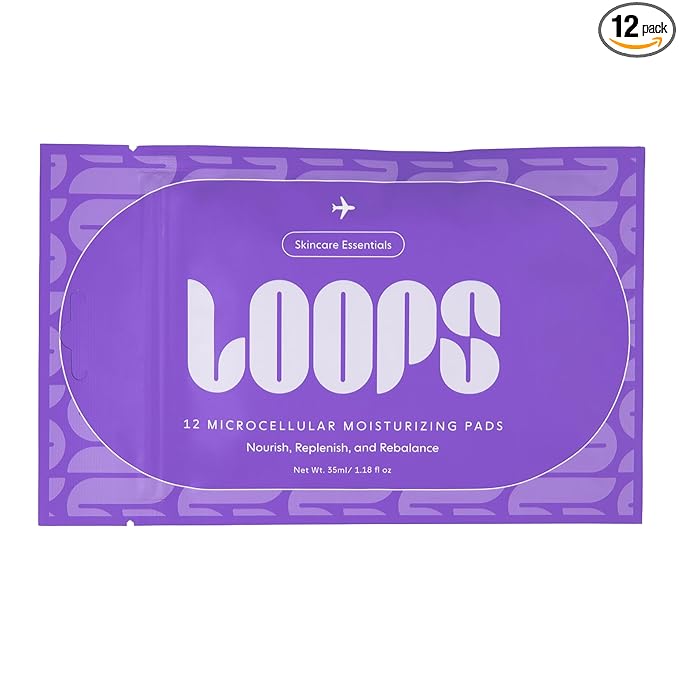LOOPS MicroCellular Moisturizer Korean Skincare - Nourish, Replenish, and Rebalance - Collagen Boosting & Restoring - Pre-soaked Veocell Embo Bamboo Pad - Anti-Aging Face Moisturizer - Pack of 12