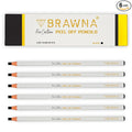BRAWNA 6 Pcs Brow Pro Peel Off Pencils - Waterproof Eyebrow Mapping Pencil - Microblading Supplies - PMU Kit - Black