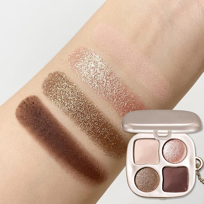 Erinde Warm Rose Gold Brown Eyeshadow Palette with Mirror, Matte & Shimmer High Pigment Eye Shadow, Blendable Long-Lasting Everyday Eye & Contour Makeup Palette, Perfect for Blue, Green & Brown Eyes
