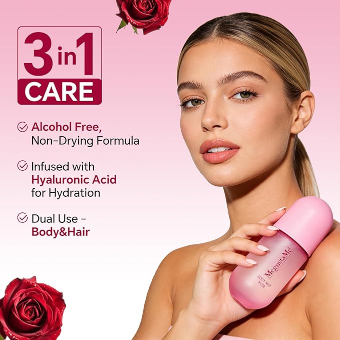 4D Rose Body Spray for Women, Long Lasting Floral Fragrance Mist, Paraben & Phthalate Free, Lightweight Non-Sticky Daily Perfume, Skin Safe Romantic Feminine Scent, Travel Size 3.38 fl oz 100ml