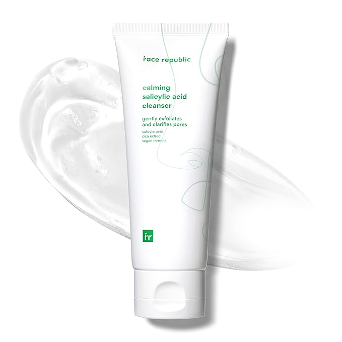 Face Republic Calming Salicylic Acid Cleanser 100ml 3.38 fl oz | Acne Care, Low pH Gel Foam | Calming, Clarifying, Oil Control | Salicylic Acid, Centella Asiatica, Tea Tree | Vegan Korean Face Wash