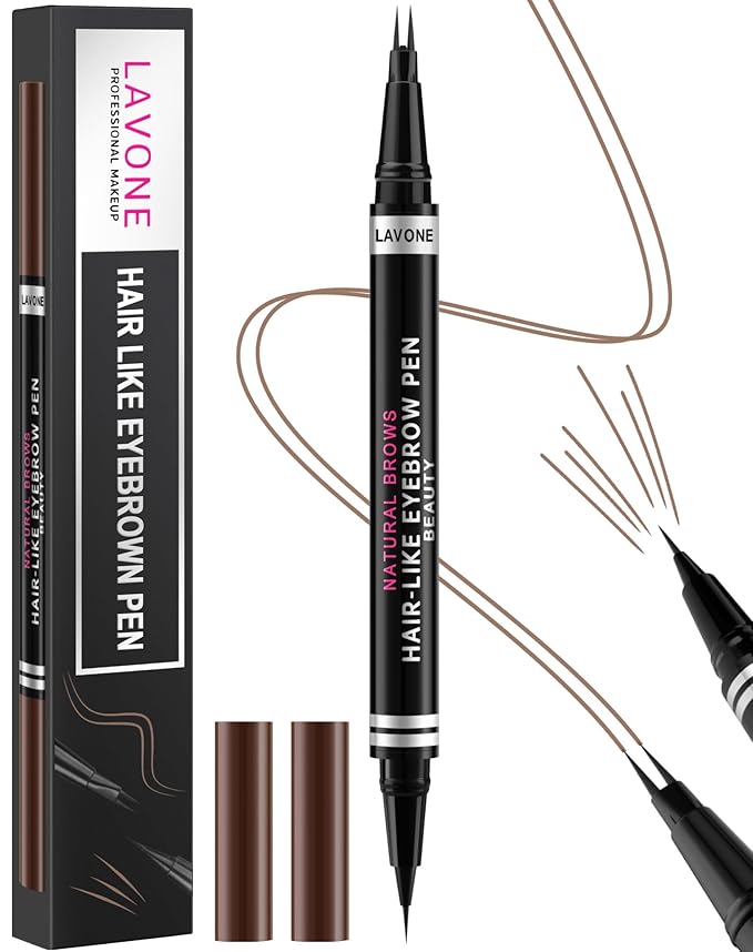 Eyebrow Pencil, 2-in-1 Waterproof Eyebrow Pen, with 2 Tip Microblading Eyebrow Pencil and Ultra-Precise Brow Pencil, with Eyebrow Brush, Eyebrow Pencils for Women, Natural Hair-Like Brows - Brown